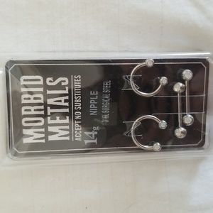 New Morbid Metals Nipple Opal Barbell Steel